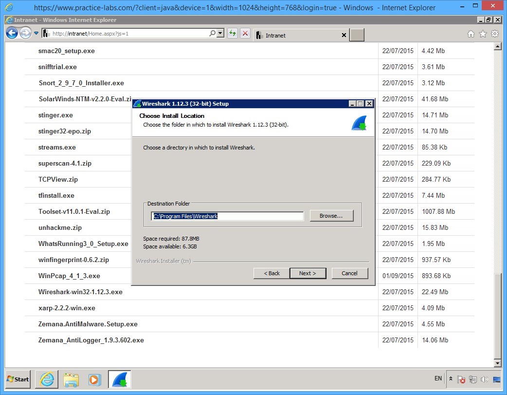 Practice Labs screenshot.
